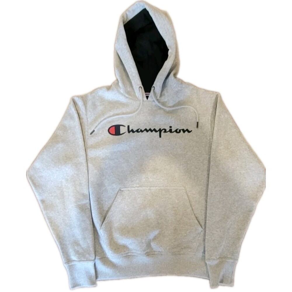 light gray Champion pullover hoodie